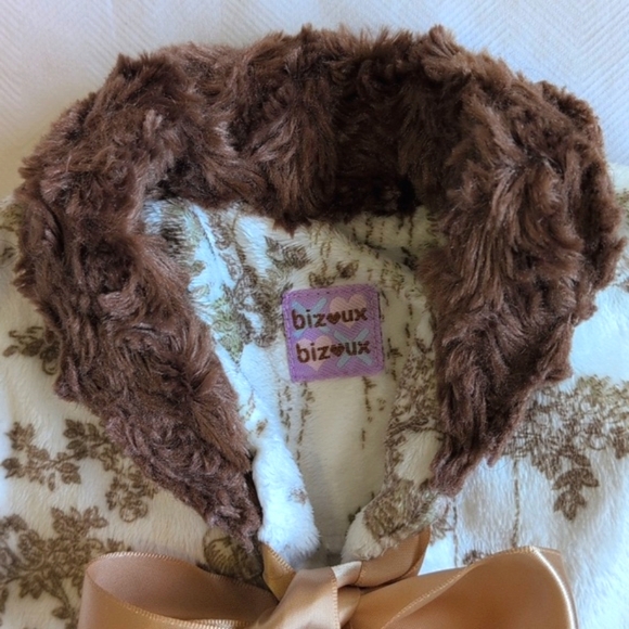 bizoux toile velour matching outfit set with faux fur trim 12 months baby girl - Picture 3 of 16